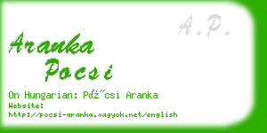 aranka pocsi business card